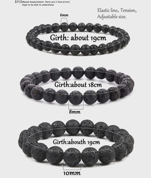 Elastische Charm Armband met Natuursteen Kralen: Lavasteen & Tijgeroog (6/8/10mm) - Voor Dames en Heren
