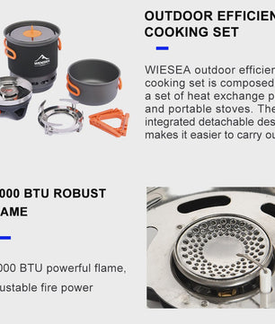 Widesea Complete Kampeer Kookset met Gasbrander en Warmtewisselaar - 1.5L