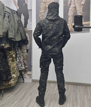 Militaire Softshell Combat Set: Ademend Uniform met Capuchon Jas en Cargo Broek - Ideaal voor Jacht & Outdoor