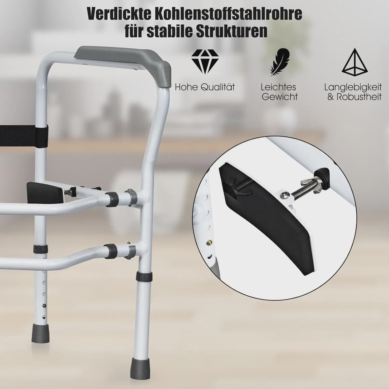 Toiletsteun met Armleuningen - In Hoogte Verstelbaar, Zonder Boren, Antislip