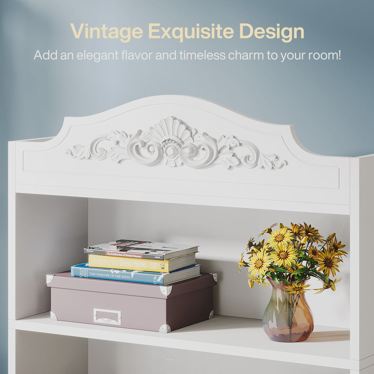 Moderne Witte Boekenkast 5 Lagen - 73 Inch Hoge Boekenkast