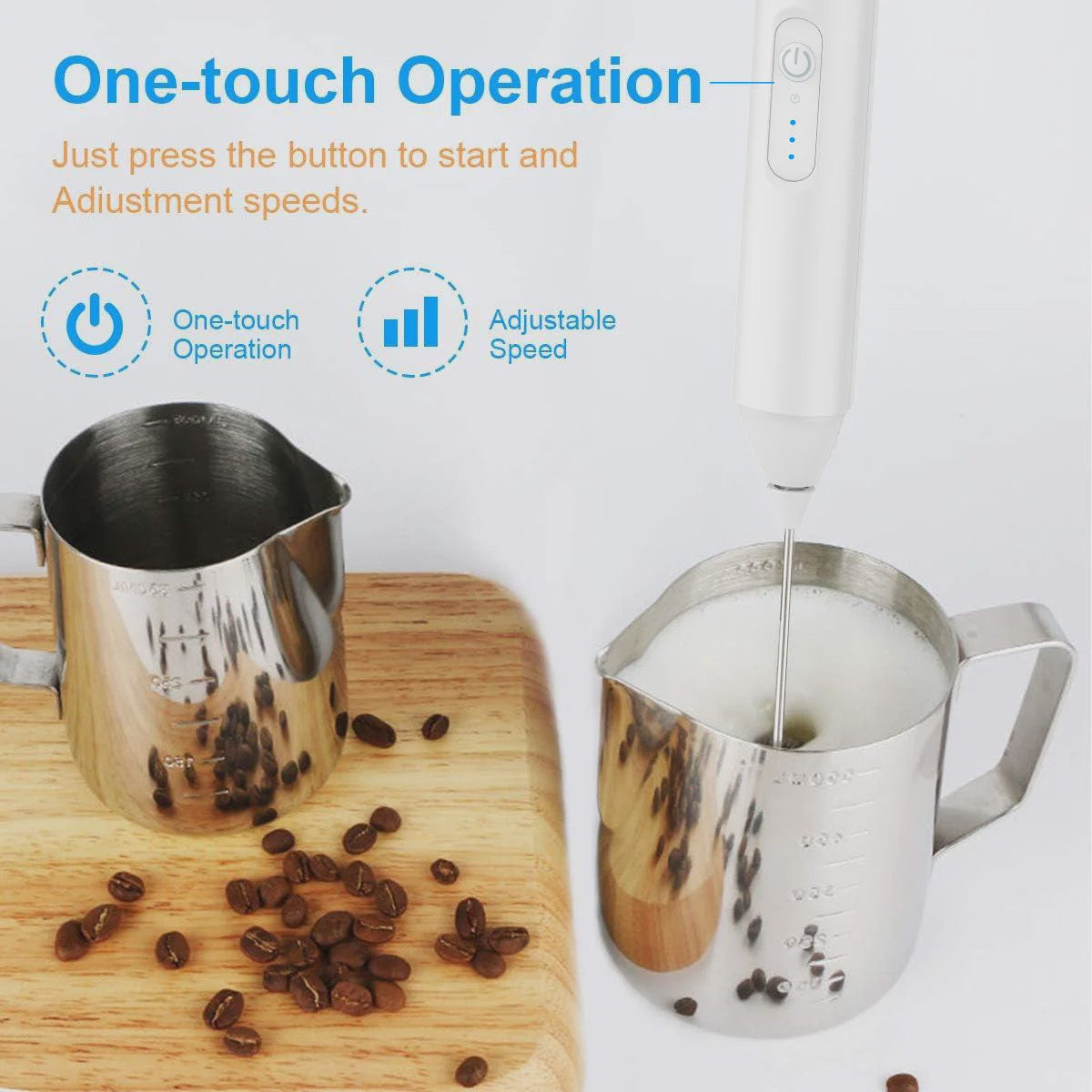 Mini Melkopschuimer - USB Oplaadbaar met 3 Snelheden voor Koffie, Cappuccino & Meer