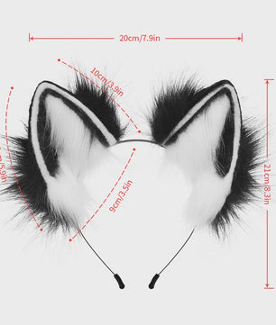 Handgemaakte Wolfsoren Haarband - Verstelbaar & Zacht voor Cosplay, Halloween & Feesten