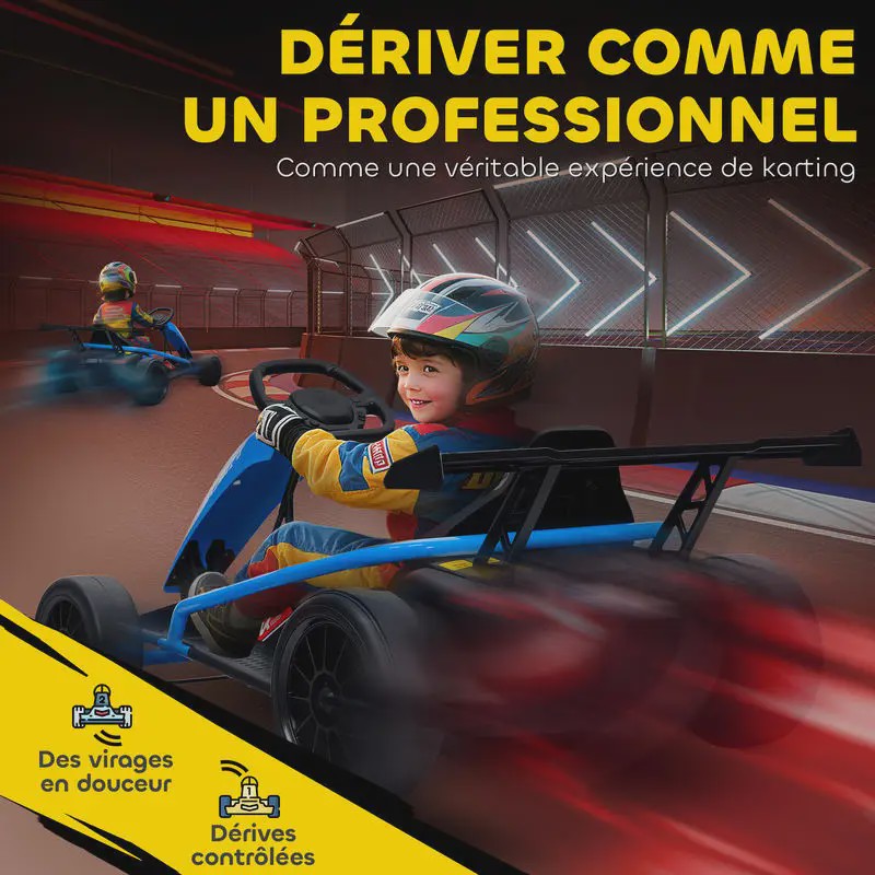 Elektrische Gokart voor Kinderen - 2x 24V Motoren, Drift Mode, Blauw