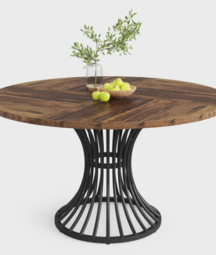 Ronde Eettafel 4-6 Personen - 47-Inch Industriële Farmhouse Stijl