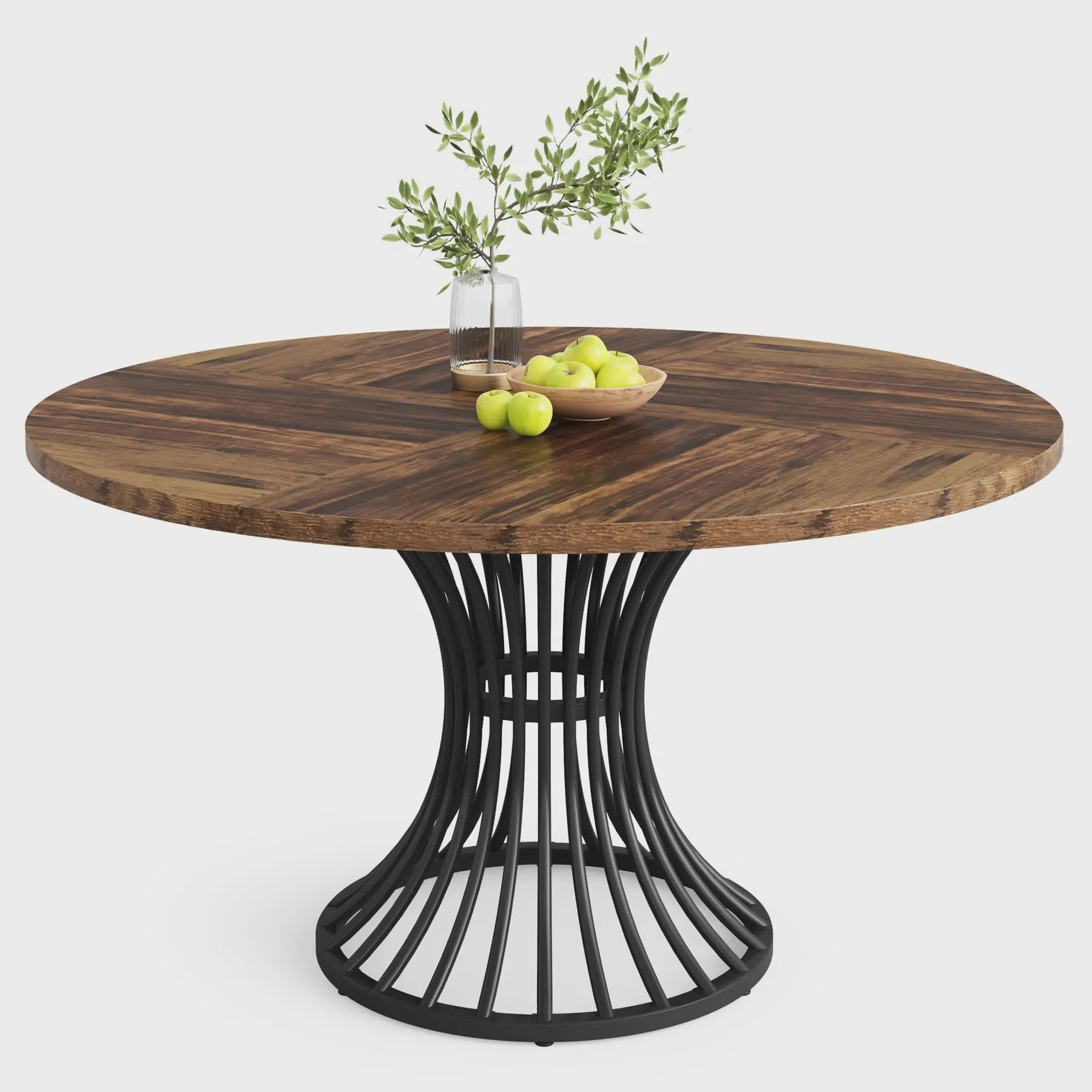 Ronde Eettafel 4-6 Personen - 47-Inch Industriële Farmhouse Stijl