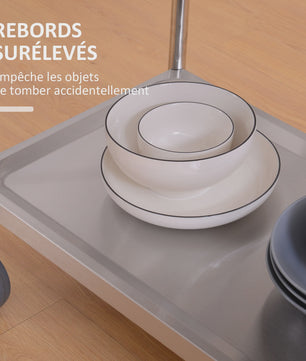 RVS Serveertrolley met 2 Plateaus en Wielen - 80x45x82 cm
