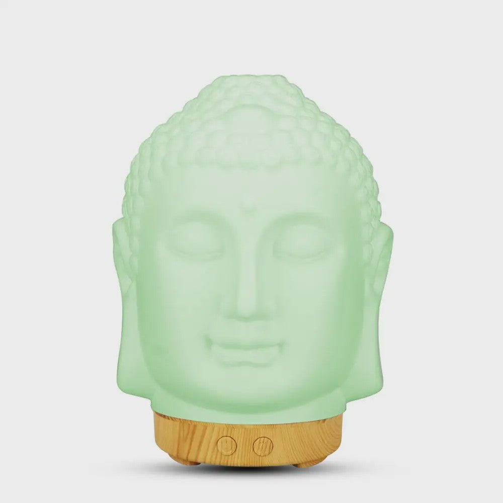 Buddha Hoofd Aroma Diffuser met Nachtlampje - 100ml Etherische Olie Verstuiver