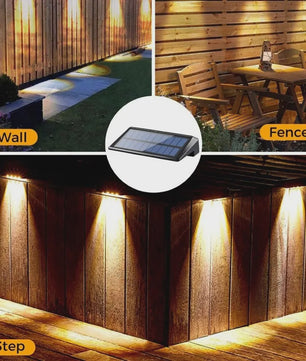 2x Solar Wandlampen 4 LED - Waterdicht Buitenlicht voor Hek, Tuin & Pad