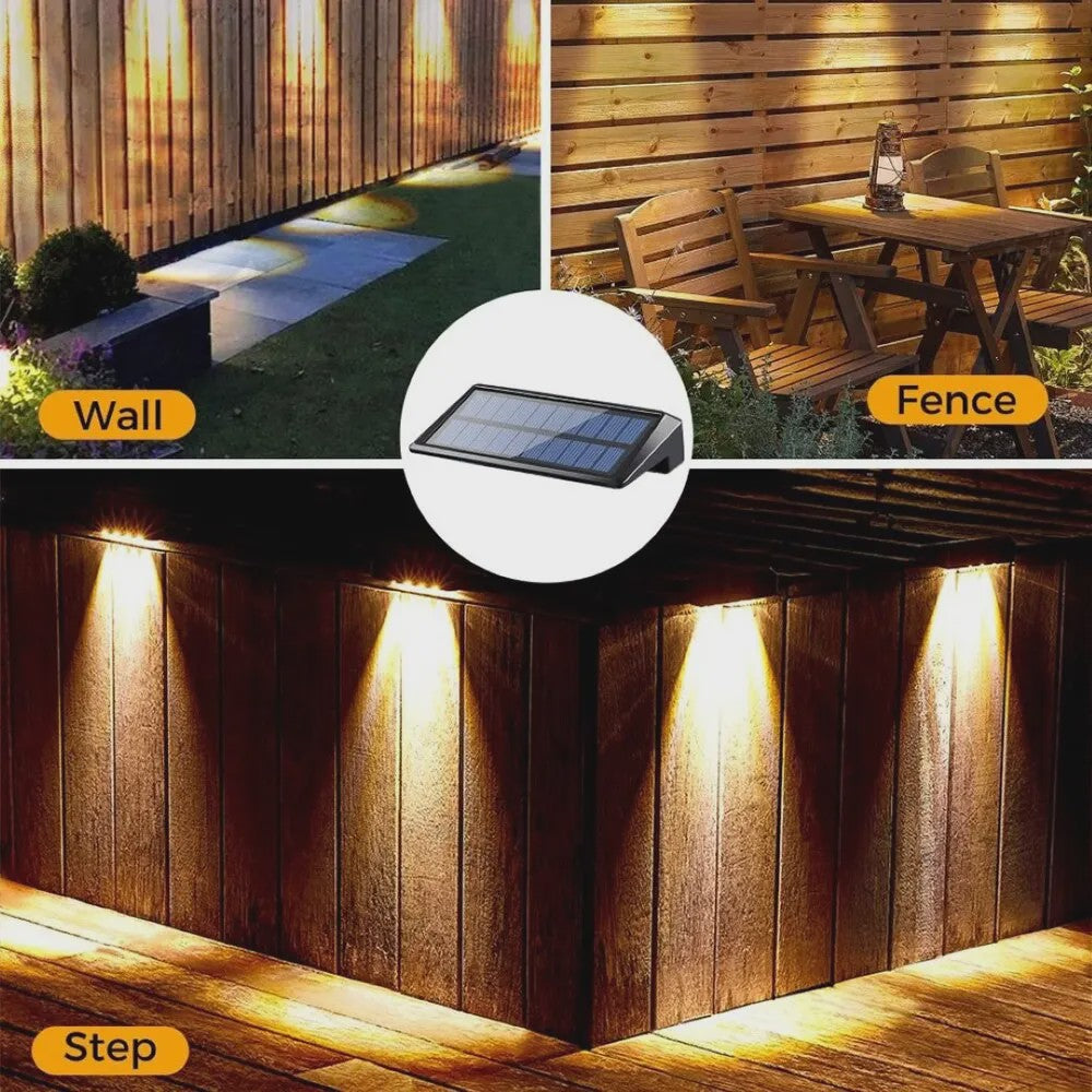 2x Solar Wandlampen 4 LED - Waterdicht Buitenlicht voor Hek, Tuin & Pad