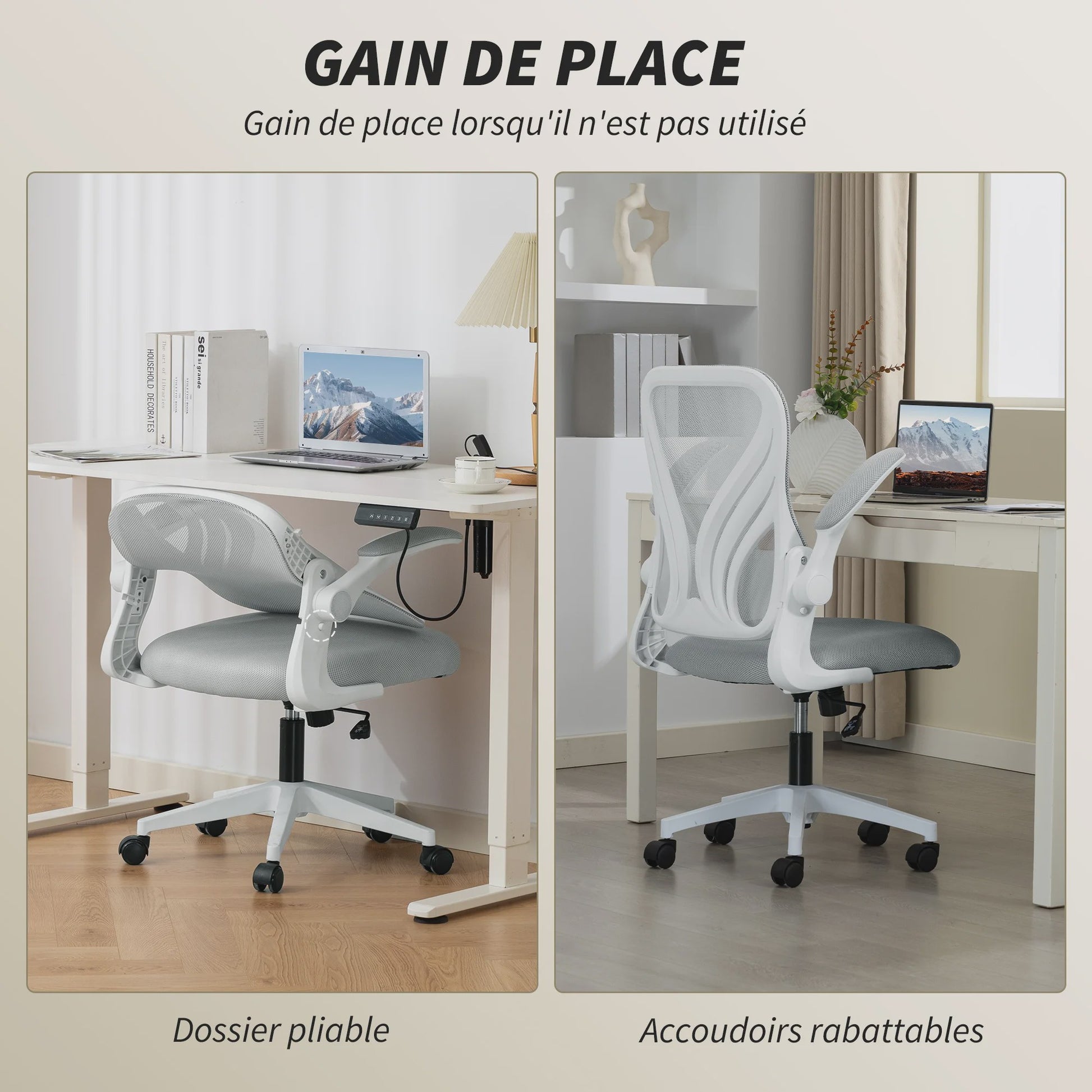 Ergonomische bureaustoel met mesh rugleuning en opklapbare armleuningen