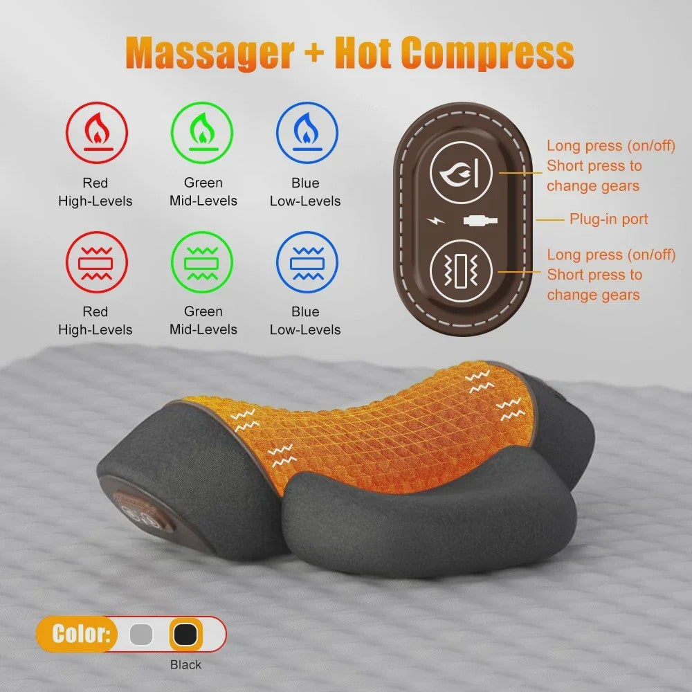 Elektrisch Nekmassagekussen met Warmte & Vibratie – Cervicale Ontspanning