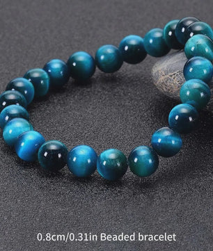 Minimalistische Blauwe Tijgeroog Kralen Armband - Natuursteen