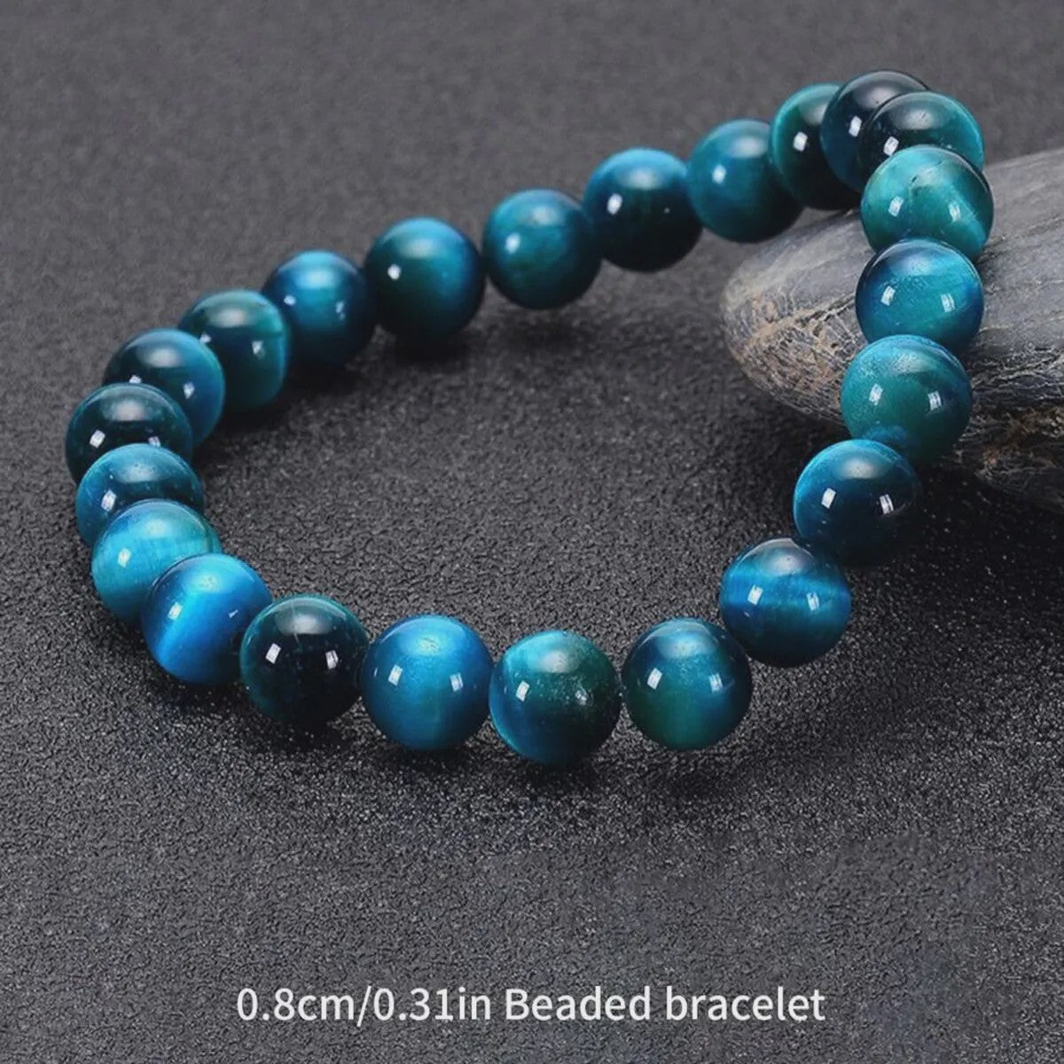 Minimalistische Blauwe Tijgeroog Kralen Armband - Natuursteen