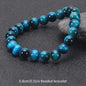 Minimalistische Blauwe Tijgeroog Kralen Armband - Natuursteen