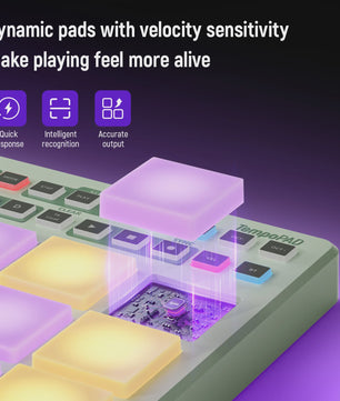 Synido TempoPAD C16: Draadloze MIDI Pad Controller met 16 RGB Beat Pads & Sequencer