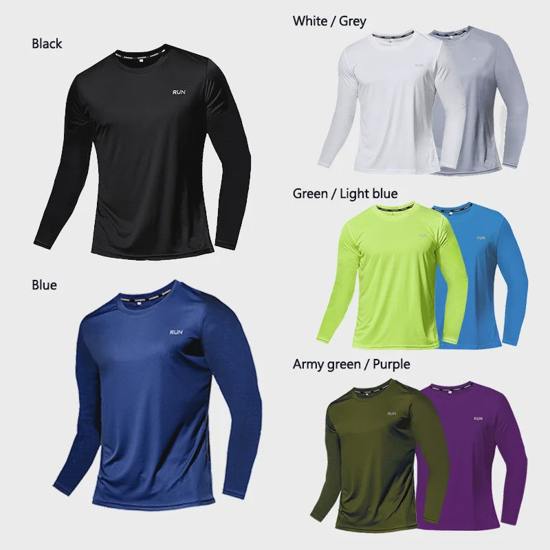 Heren Zomer T-shirt Lange Mouw - Ice Silk, Sneldrogend & Ademend voor Sport & Outdoor