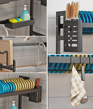 2-Laags Afdruiprek Boven Spoelbak - Multifunctionele Keuken Organizer