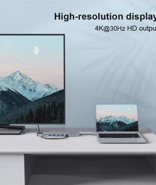 10-in-1 USB-C Hub: 4K HDTV, 100W PD, Ethernet, USB 3.0/2.0, SD/TF Kaartlezer