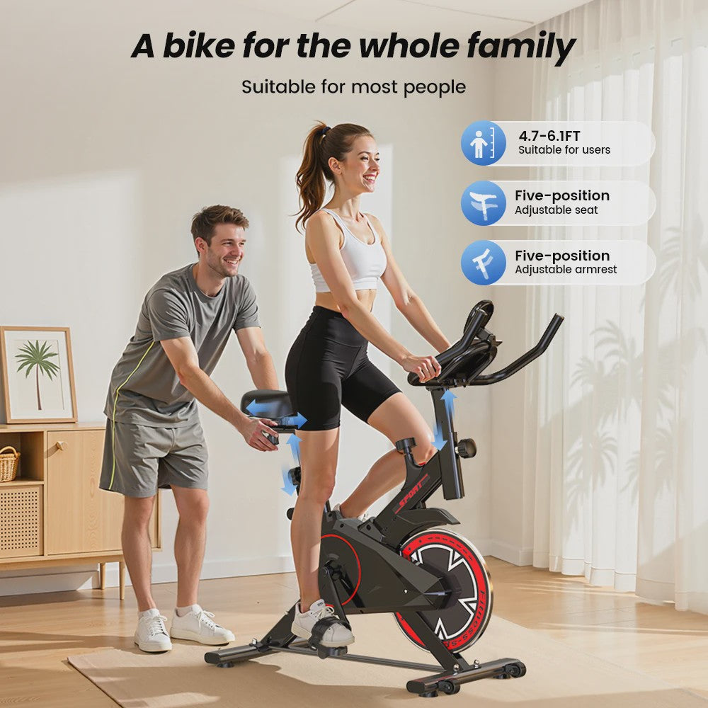 Indoor Hometrainer met 10kg Vliegwiel, Stille Riem Aandrijving en LCD Display
