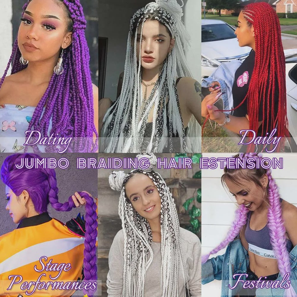 5x Jumbo Braiding Hair Extensions - 24 Inch Synthetisch Vlecht Haar - Pre-stretched Yaki