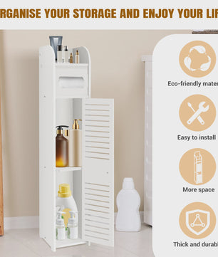 Waterdichte Vrijstaande Opbergkast Badkamer - Smal & Hoog (80x15x17cm) - Wit