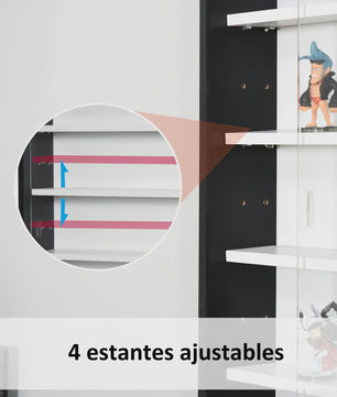 Homcom Wall Display Case for Collections with Adjustable Shelves and Glass Doors