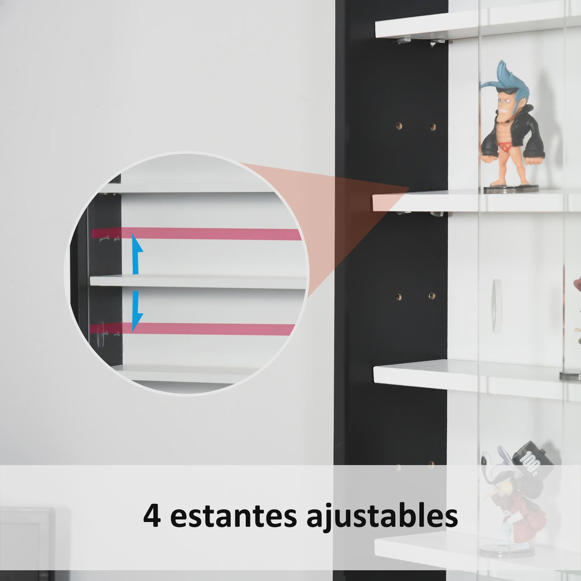 Homcom Wall Display Case for Collections with Adjustable Shelves and Glass Doors