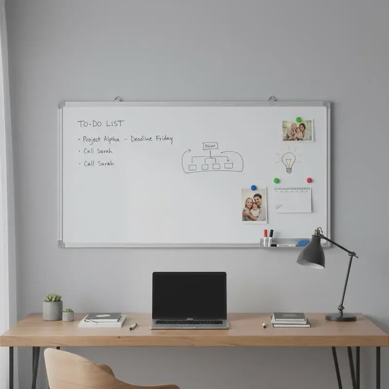 Magnetisch Whiteboard 100x50cm met Aluminium Frame - Modern Design