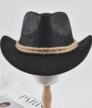 Stijlvolle Vintage Western Cowboy Hoed met Touwdecoratie - Perfect voor Feest, Reizen & Cosplay