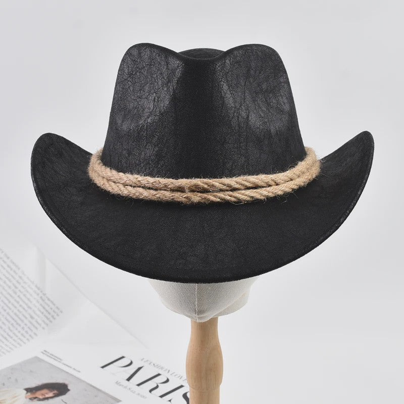 Stijlvolle Vintage Western Cowboy Hoed met Touwdecoratie - Perfect voor Feest, Reizen & Cosplay