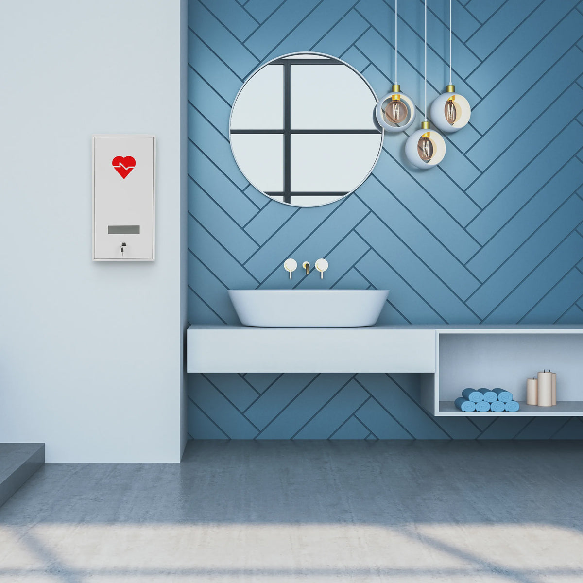 Afsluitbaar Medicijnkastje Wit met Rood Hart - 3 Vakken - Wandmontage - 60x30x12 cm