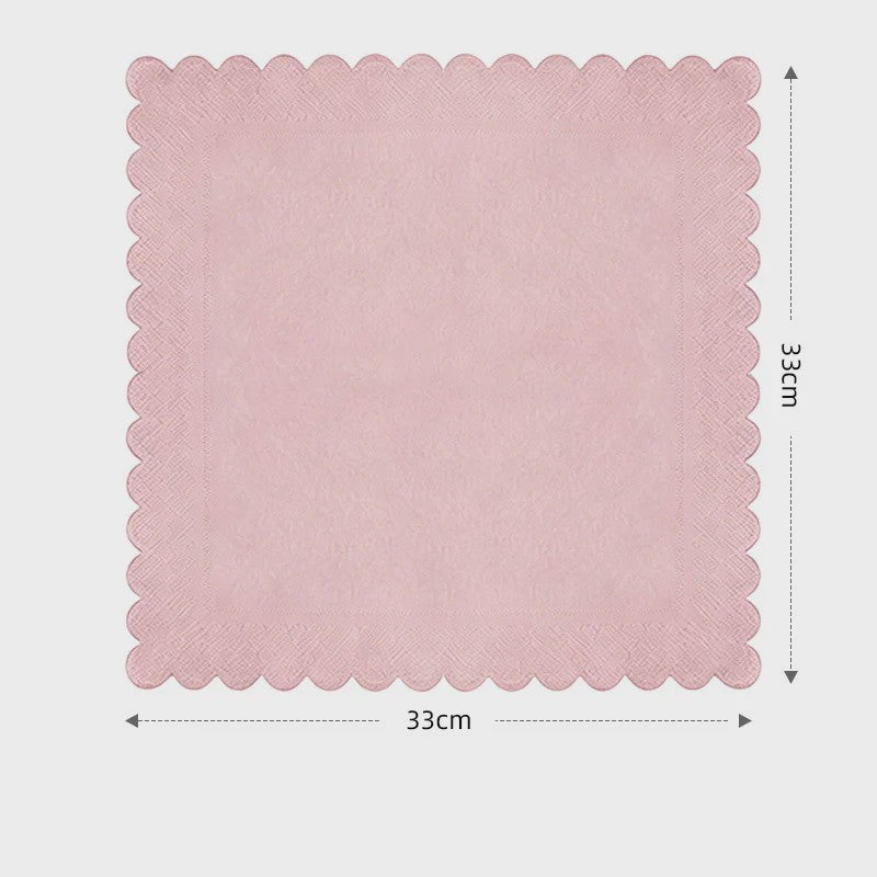 Elegant Roze Scalloped Rand Papieren Borden, Bekers & Servetten Set