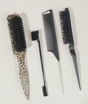 Professionele Haarborstel Set: Voor Sleeke Kapsels, Glad Maken van Baby Hairs & Touperen