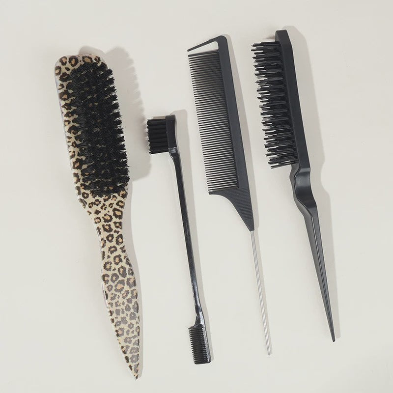 Professionele Haarborstel Set: Voor Sleeke Kapsels, Glad Maken van Baby Hairs & Touperen