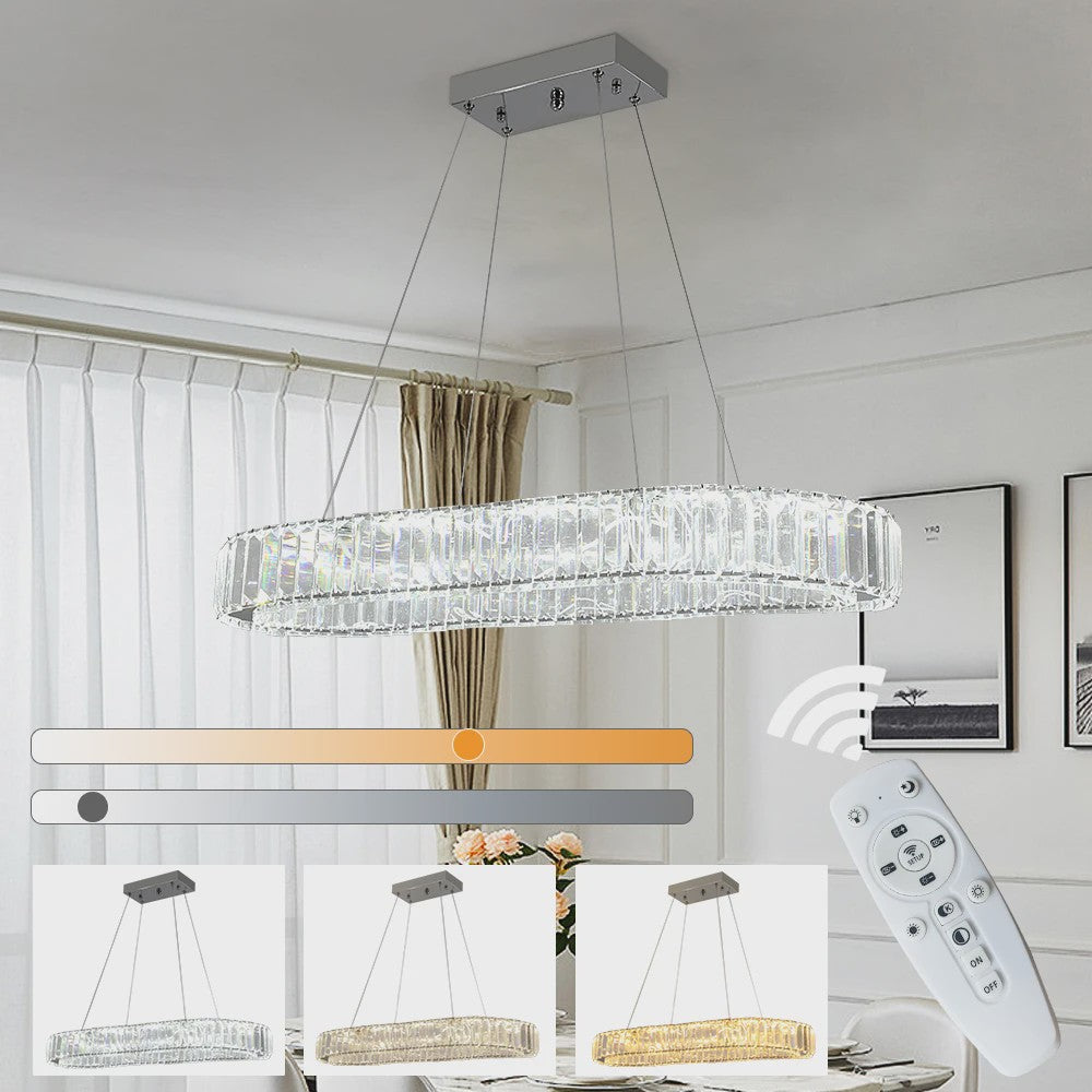 Luxe Kristallen Ovalen LED Plafondlamp / Hanglamp - Modern Design voor Woonkamer & Slaapkamer