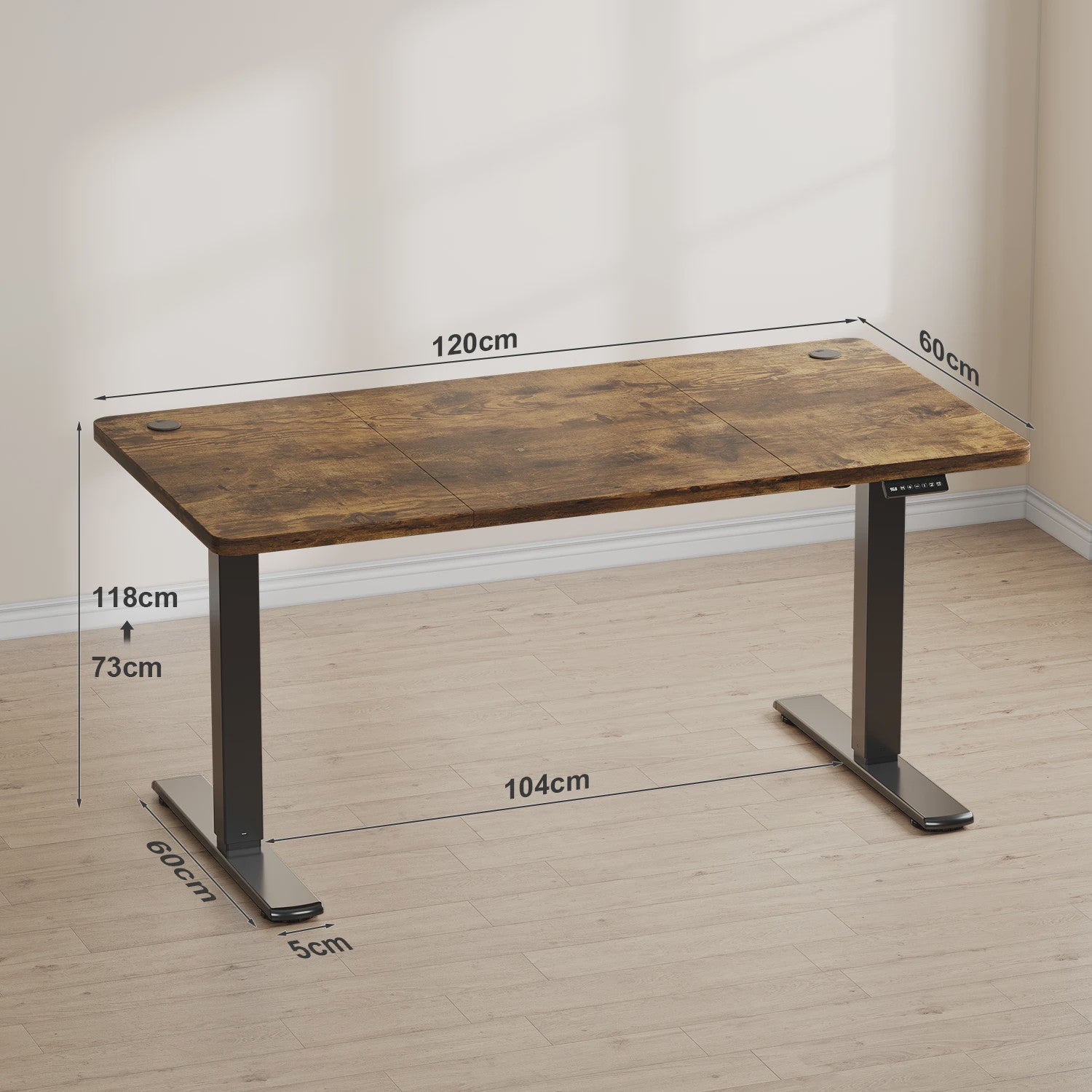 Elektrisch In hoogte Verstelbaar Bureau 120x60 cm met USB-poort - Ergonomisch Thuiswerk Bureau