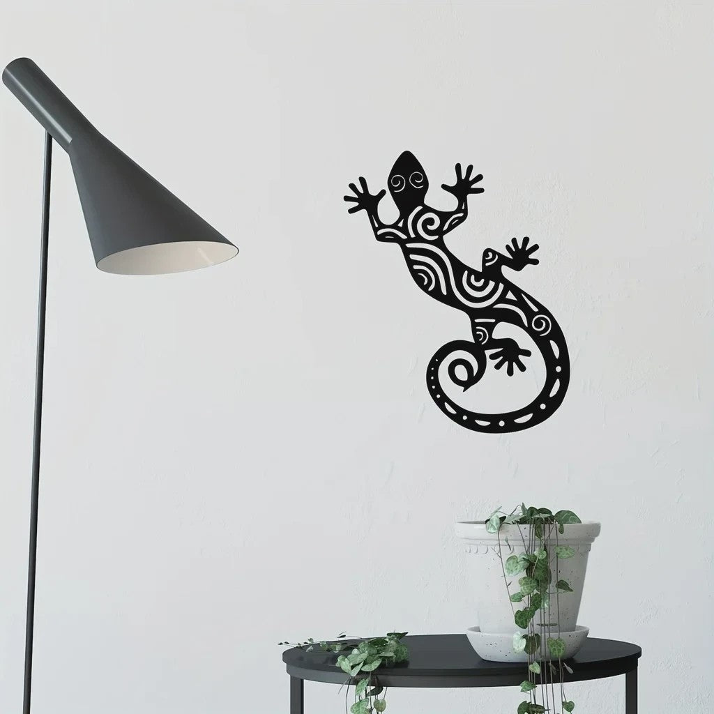 Metalen Gekko Wanddecoratie - Stijlvolle Hagedis Muurkunst voor Woonkamer & Slaapkamer