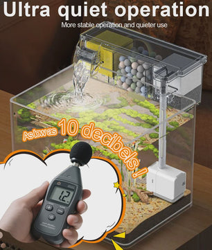 Multifunctioneel Aquarium Filter met Waterval & 4-Traps Filtratie - Stil & Zuurstofrijk