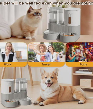 Automatische Voer- en Waterdispenser voor Katten & Honden - 2.4L Droogvoer & 2.6L Water