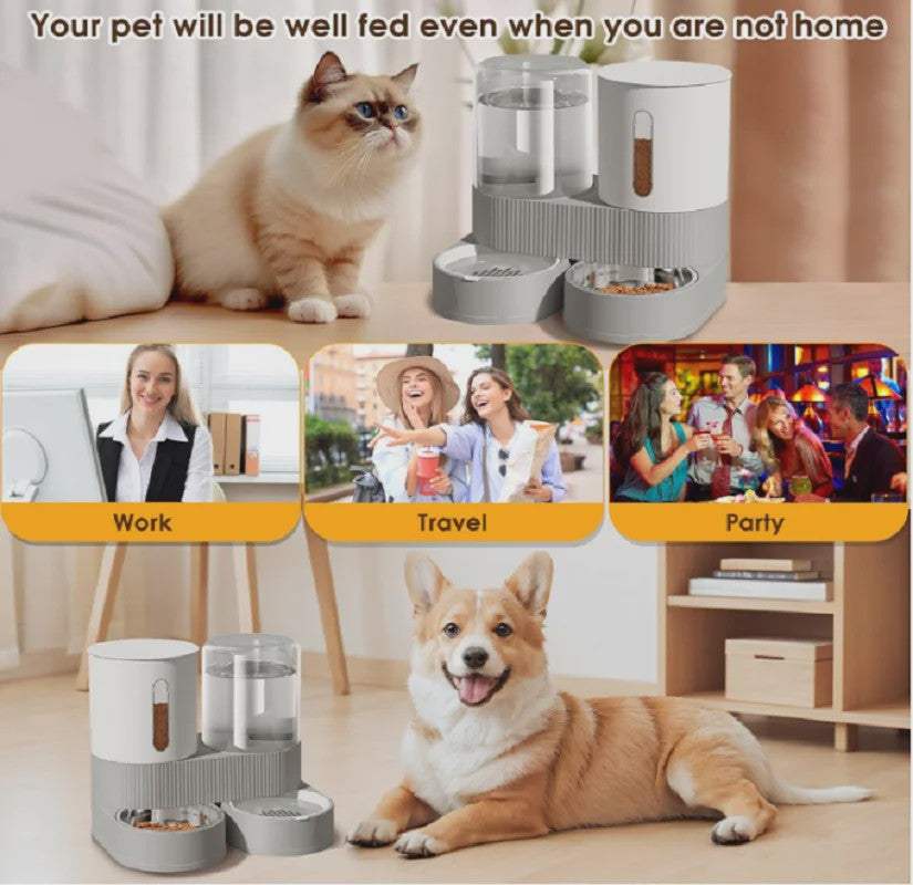 Automatische Voer- en Waterdispenser voor Katten & Honden - 2.4L Droogvoer & 2.6L Water