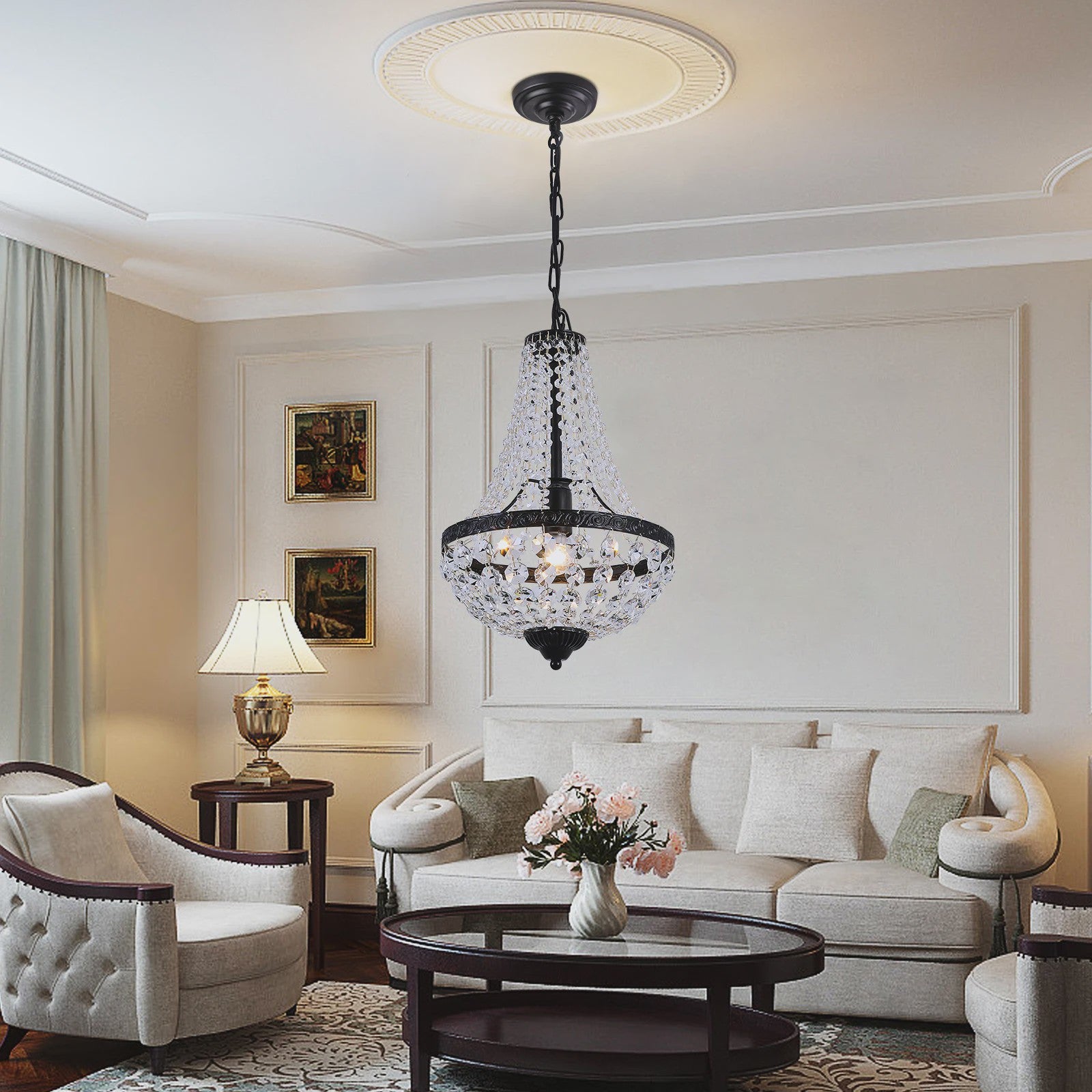 Luxe Kristallen Kroonluchter Hanglamp - Retro Design voor Woonkamer & Eetkamer