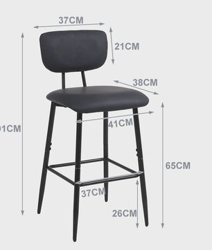 Set van 4 Luxe Barkrukken met Rugleuning - Keuken & Ontbijtbar Stoelen - Leerlook