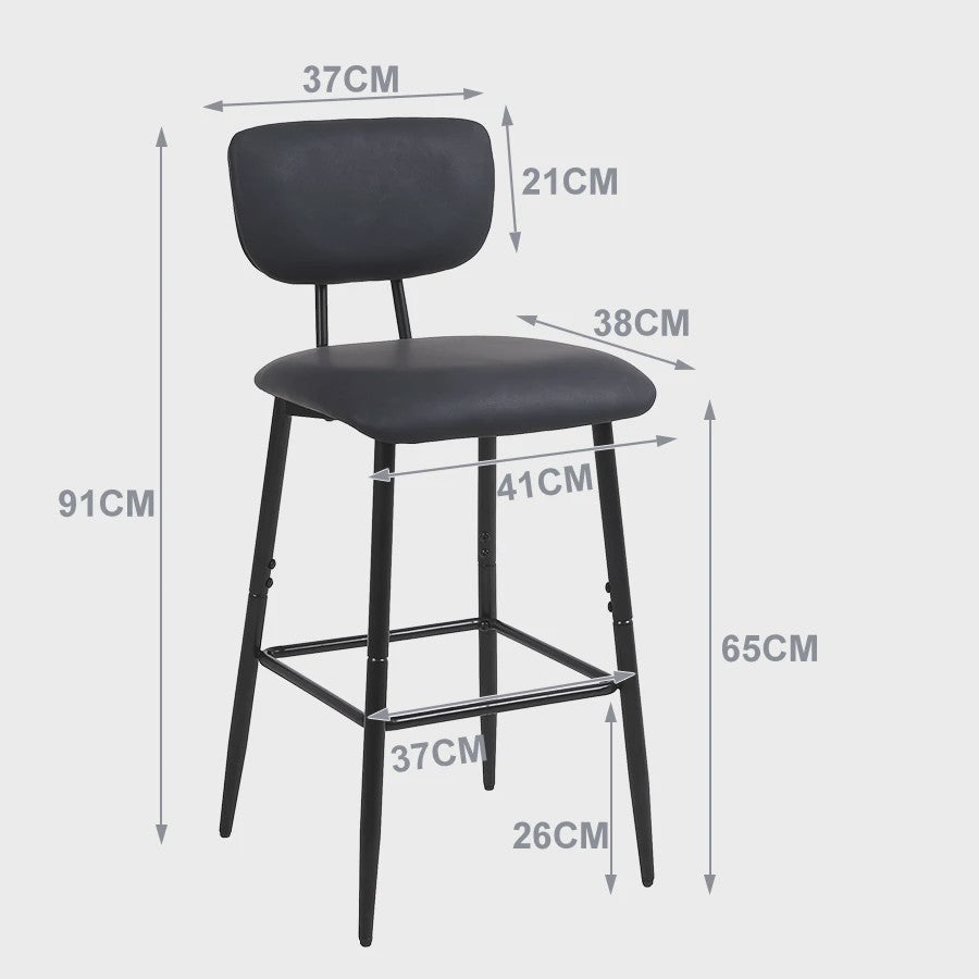 Set van 4 Luxe Barkrukken met Rugleuning - Keuken & Ontbijtbar Stoelen - Leerlook