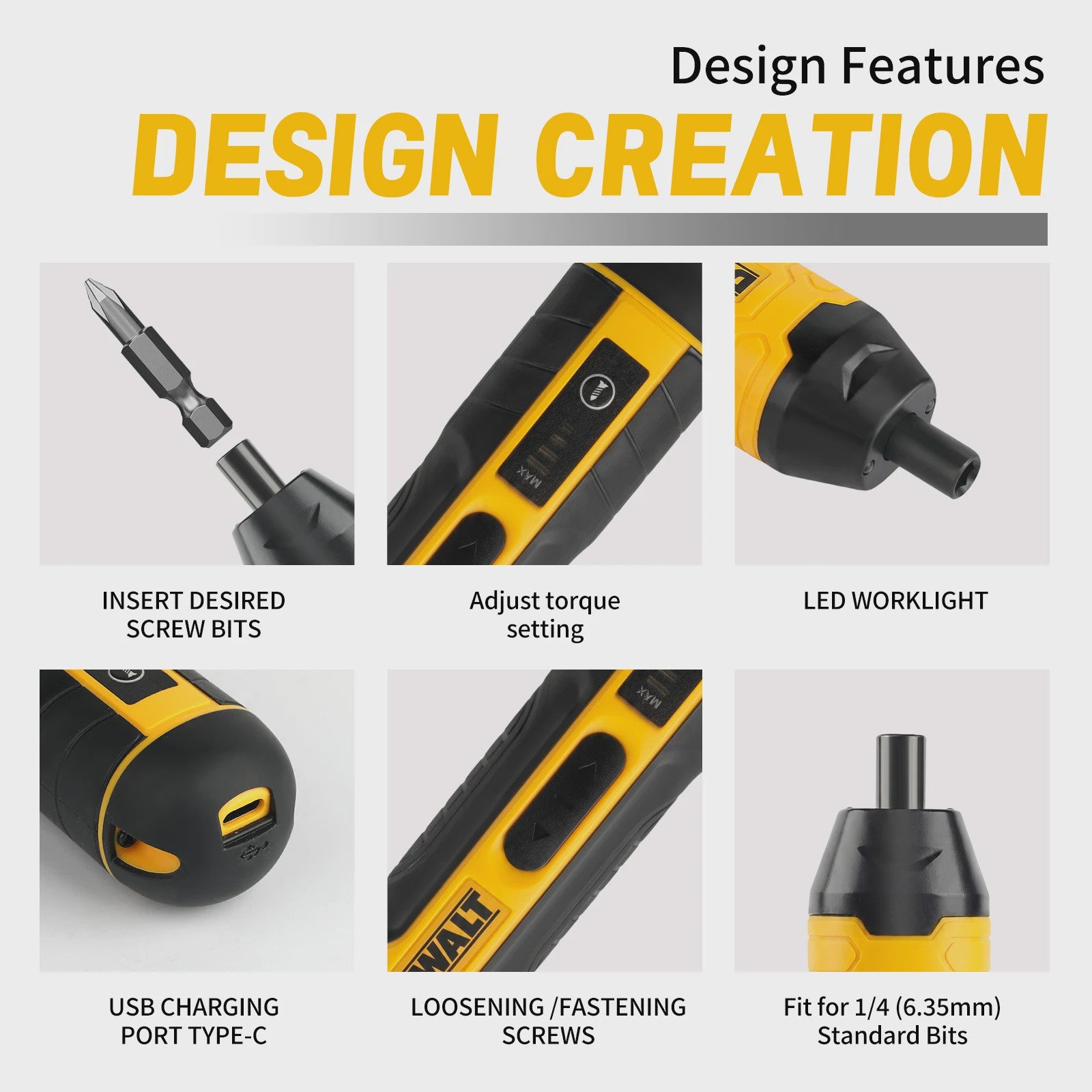 DEWALT Accu Schroevendraaier 3.6V DC - Compact, Oplaadbaar met LED & USB