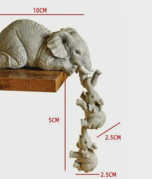 Schattige Olifanten Familie Figuur - 3-delige Resin Decoratie voor Aan de Rand