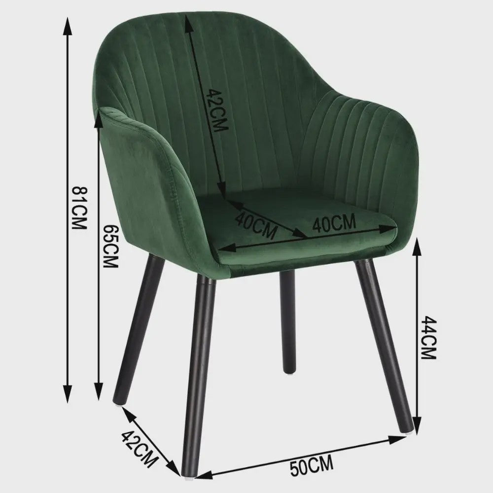 Set van 2 fluwelen eetkamerstoelen met armleuningen en rugleuning - Stijlvol en comfortabel