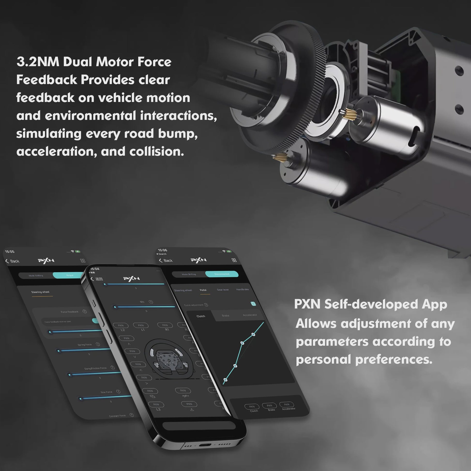 PXN V99 Force Feedback Racestuur met Pedalen en Schakelpook - 270/900 Graden Gaming Stuurwiel