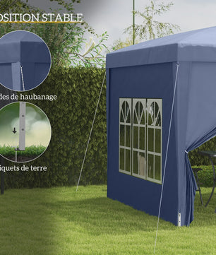 Outsunny Partytent 3x3m met 4 Afneembare Wanden en Draagtas - Blauw
