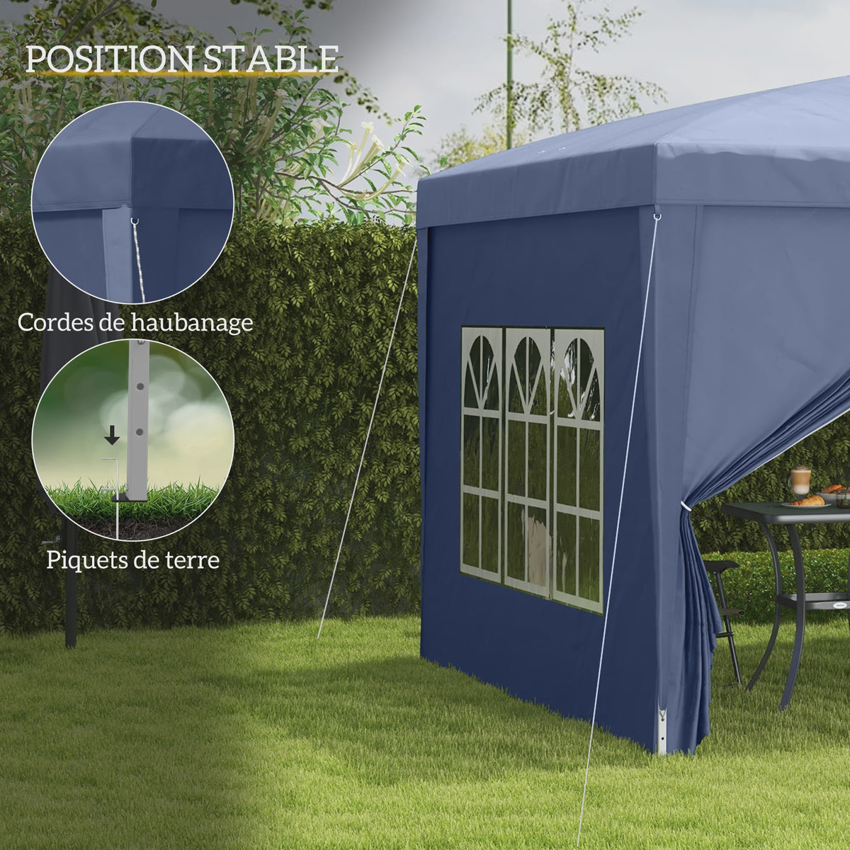 Outsunny Partytent 3x3m met 4 Afneembare Wanden en Draagtas - Blauw